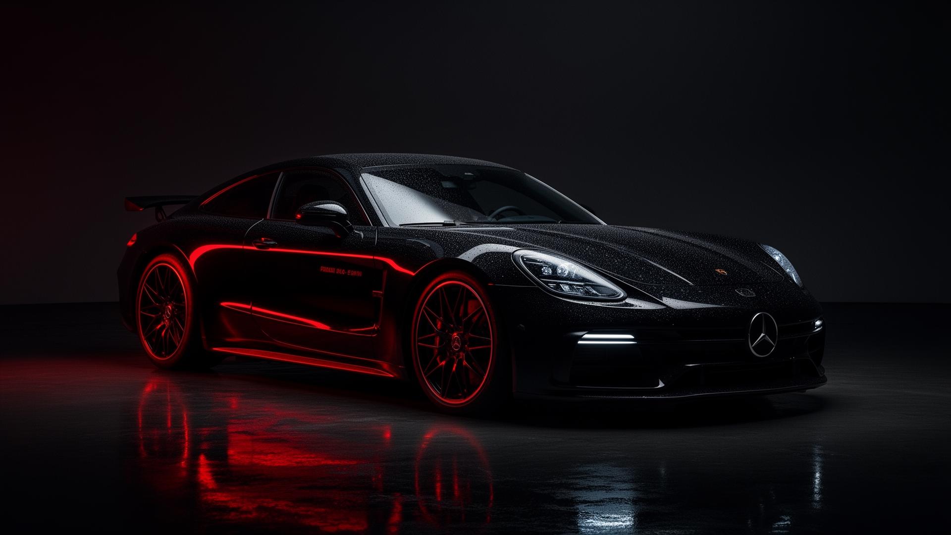 Premium black sports car detailing